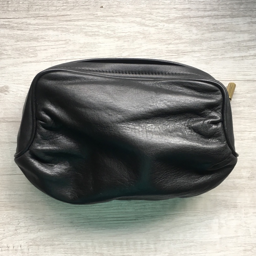Donna Karan Black Leather Cosmetic Bag